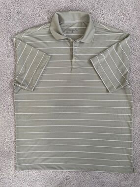 Nike Golf Dri‑Fit Polo Men’s Large Light Taupe White Stripe